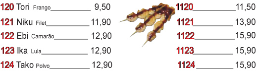 espetinhos c/ molho teriyaki no pote